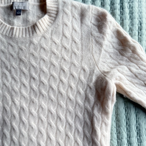 J. Crew Cable Knit Cream Cashmere Sweater - Picture 3 of 3